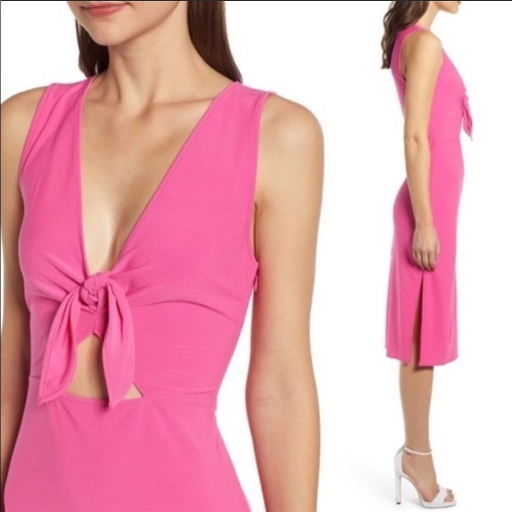 Nordstrom Leith Keyhole Pink Raspberry Dress